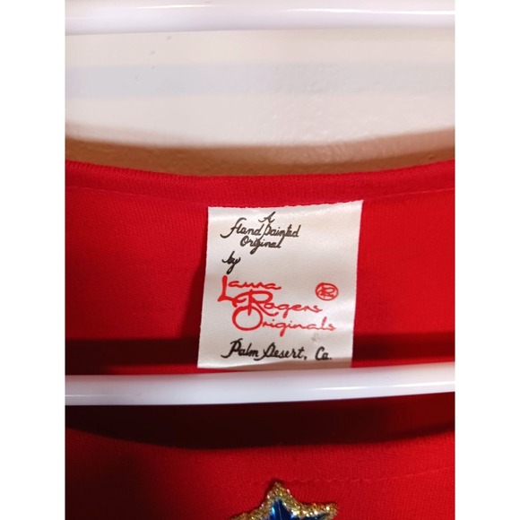 Vintage Christmas Y2K Laura Rogers Originals‎ Hand Panted Top Size M - Picture 4 of 5